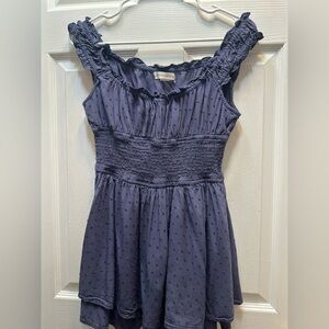 Aéropostale Navy Swiss Dot Smocked Summer Dress
